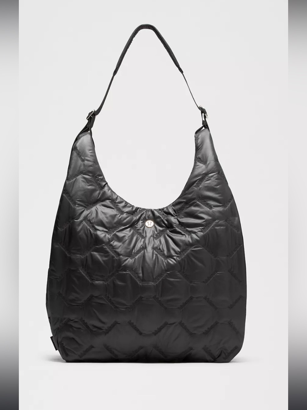 Lululemon Black Quilted Nylon Guilty Pleasures Shoulder Bag 14L Large Hobo Bag